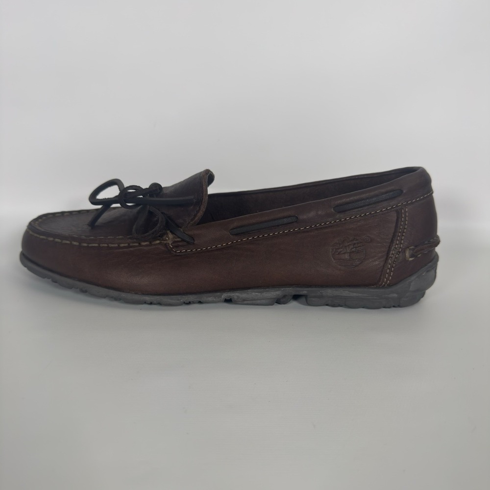 New Timberland Leather Loafers Womens Size 8 Dark Brown Lace Up Slip On - Picture 2 of 10